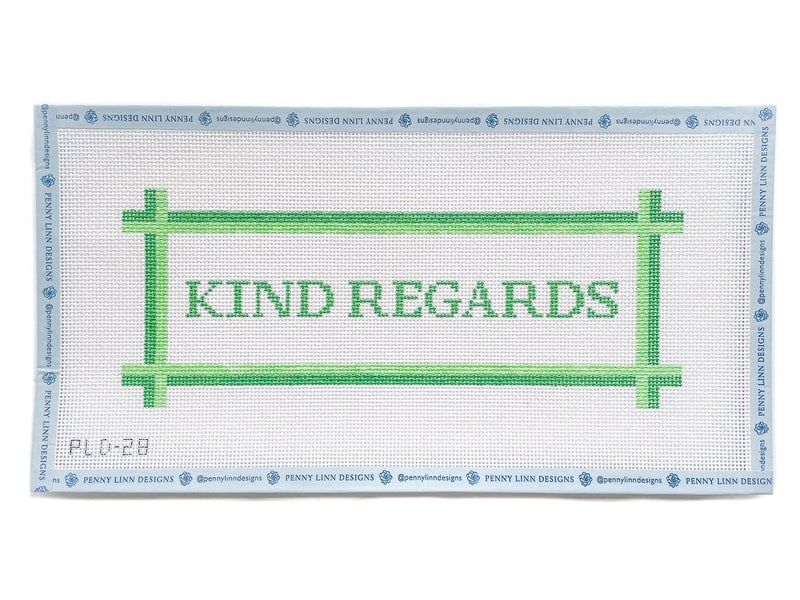 Kind Regards Hand Painted Needlepoint Canvas - Penny Linn Designs