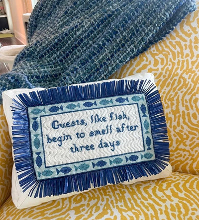 Guests, like fish, begin to smell after three days - Penny Linn Designs - Stitching with Stacey