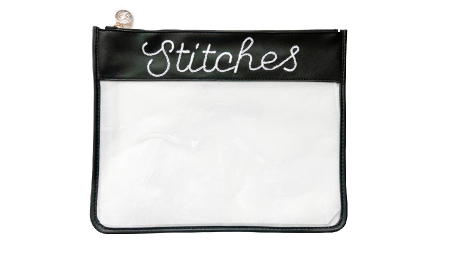 Large Stitches Clear Zip Pouch - Penny Linn Designs - Penny Linn Designs