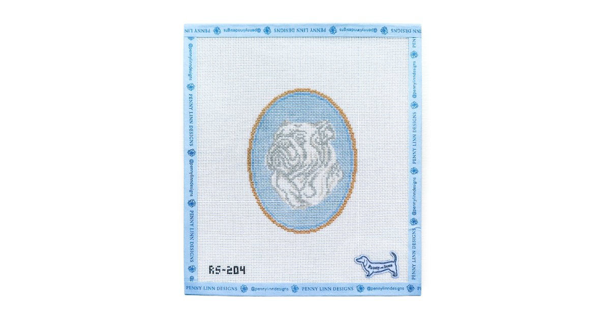 The English Bulldog Cameo - Penny Linn Designs - Atlantic Blue Collection